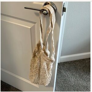 Cream Mesh Tote Bag